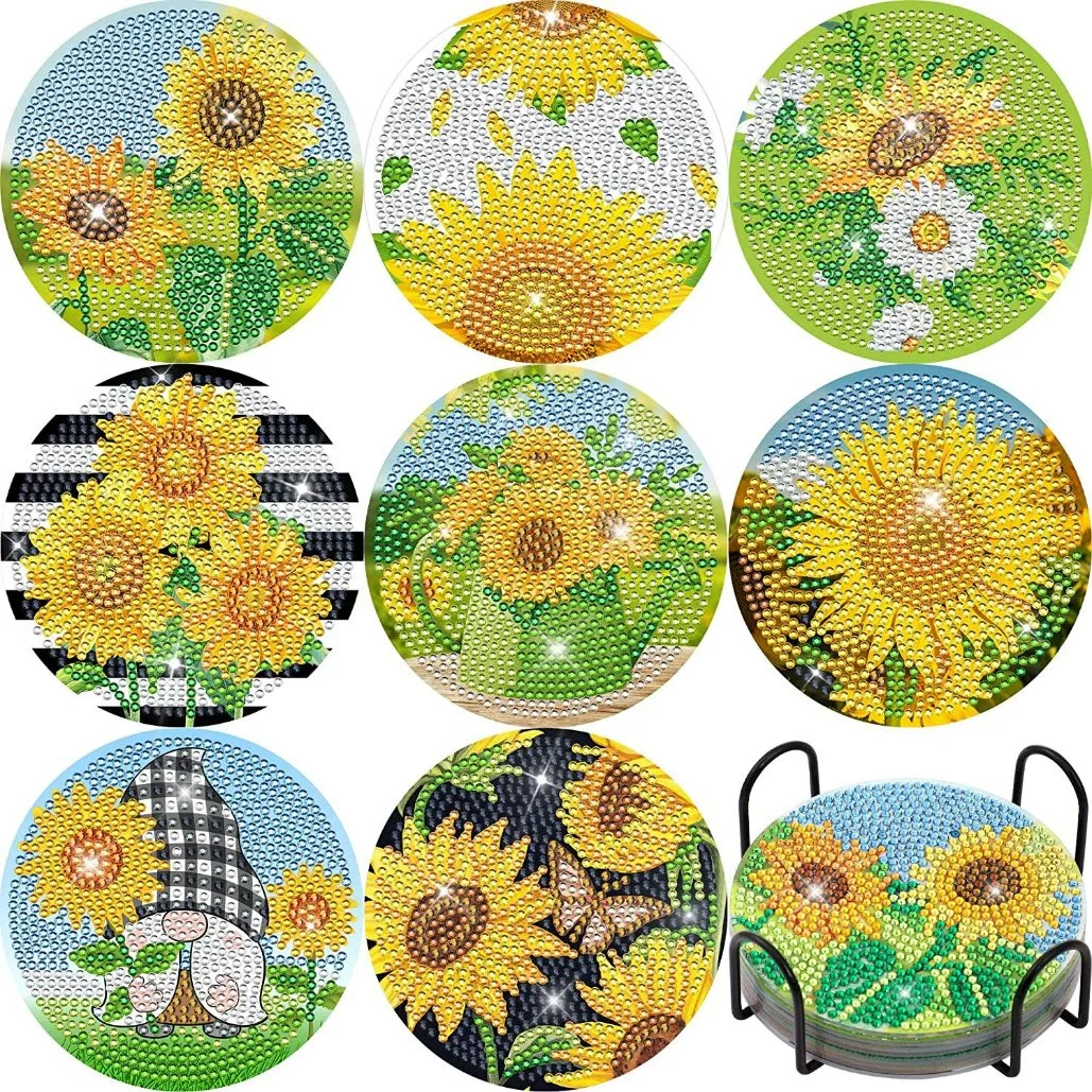 New Style Sunflower Acrylic Diamond Painting Coaster DIY Cup Mat