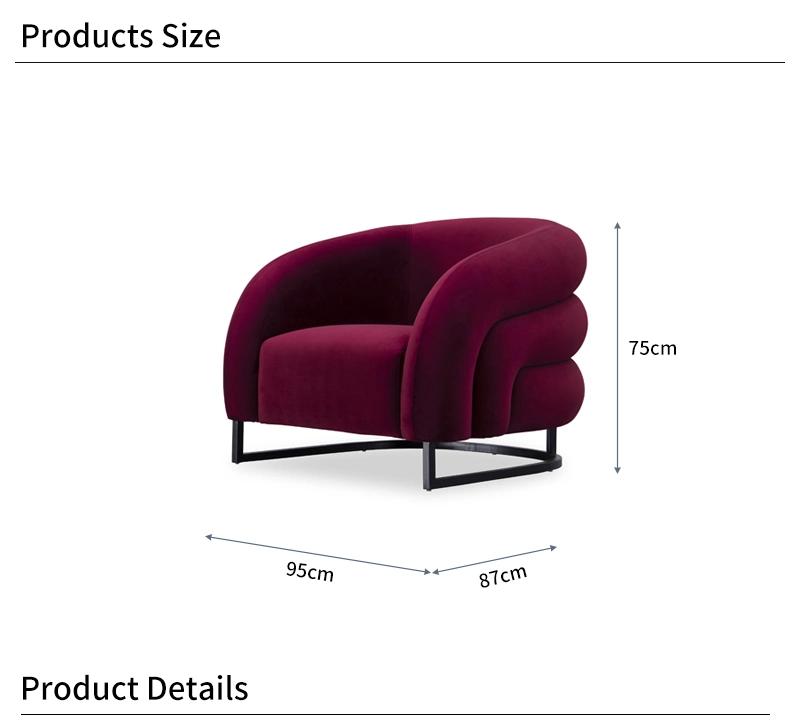 Modern Furniture Luxury Hotel Wood Frame Home Velvet Apartment Accent Leisure Lounge Chair