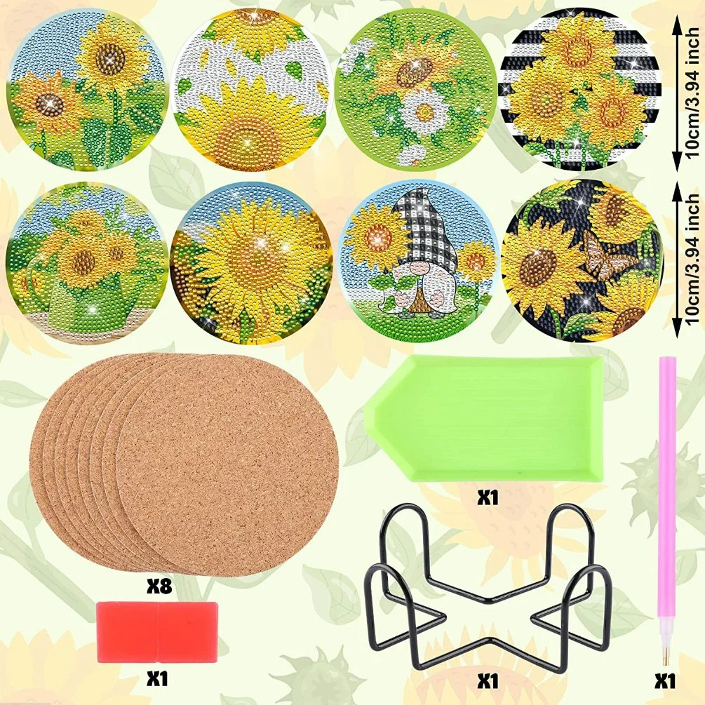 New Style Sunflower Acrylic Diamond Painting Coaster DIY Cup Mat